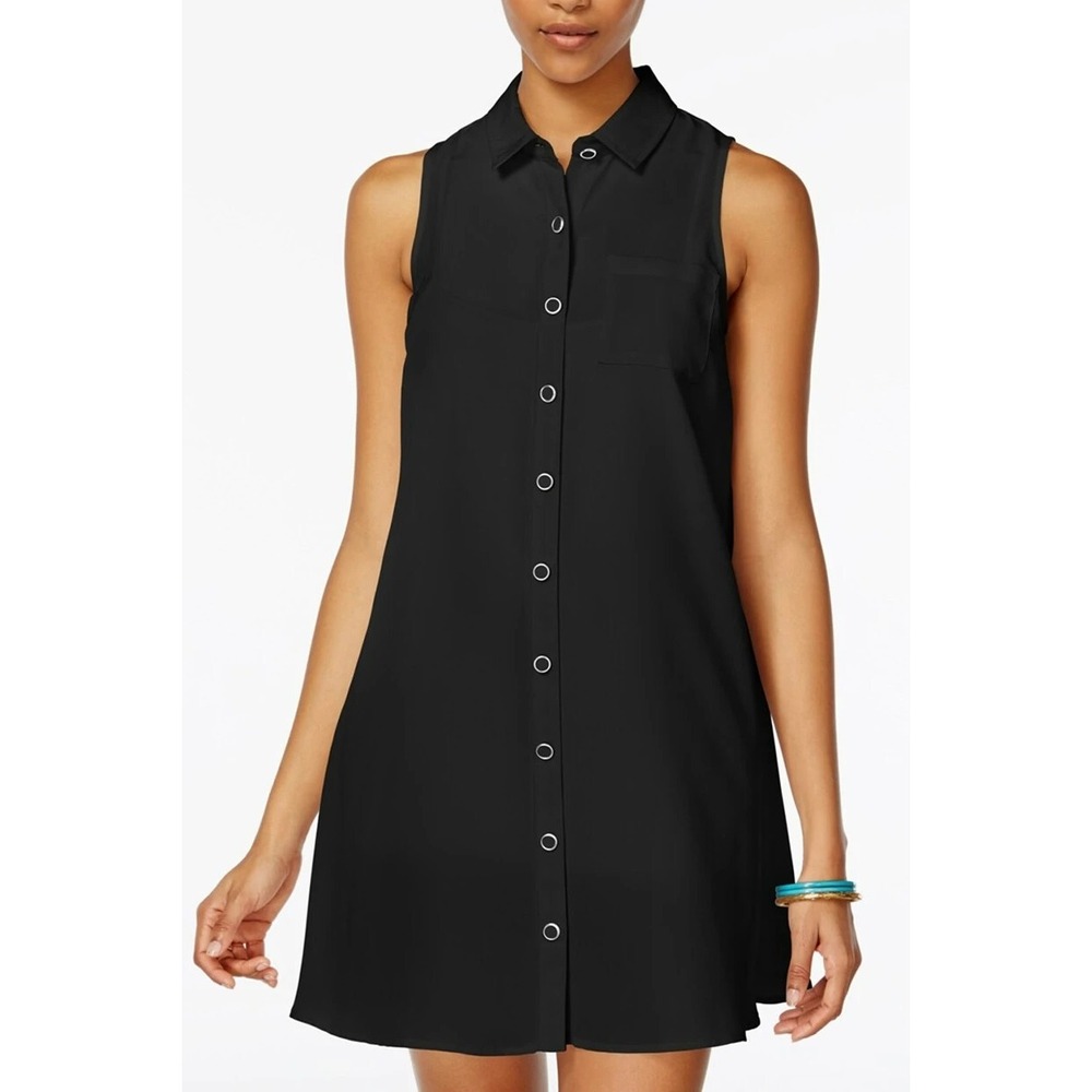 XOXO Women's‎ Juniors' Button Down Shirtdress Black Sleeveless Size XS